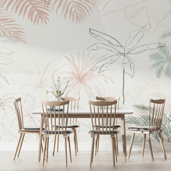 minimalist-pink-green-inky-tropical-leaf-custom-wallpaper-murals-for-bedroom-sofa-background-3d-wall-paper-palm-mural-papier-peint