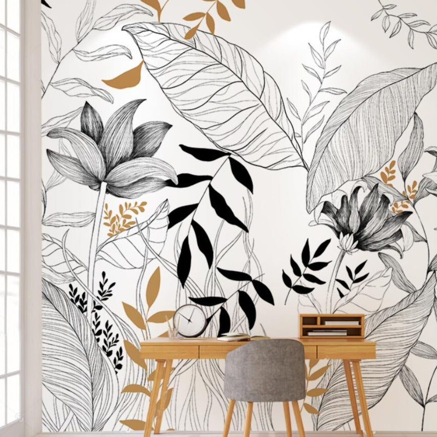 custom-wallpaper-mural-abstract-line-drawing-tropical-rainforest-plants-bedroom-living-room-background-wall-papel-de-parede-papier-peint
