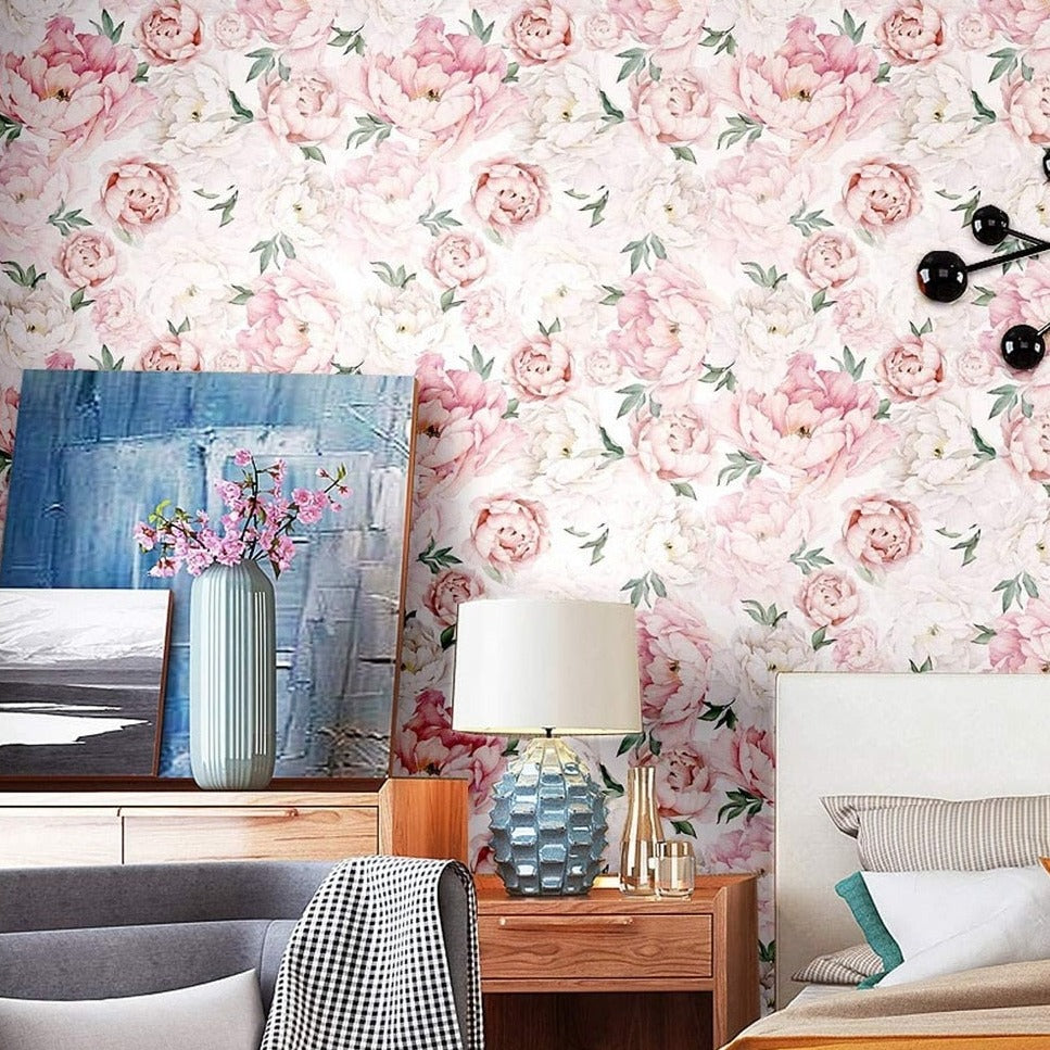 Custom Mural Fresh Peony Flowers Floral Wallpaper | BVM Home