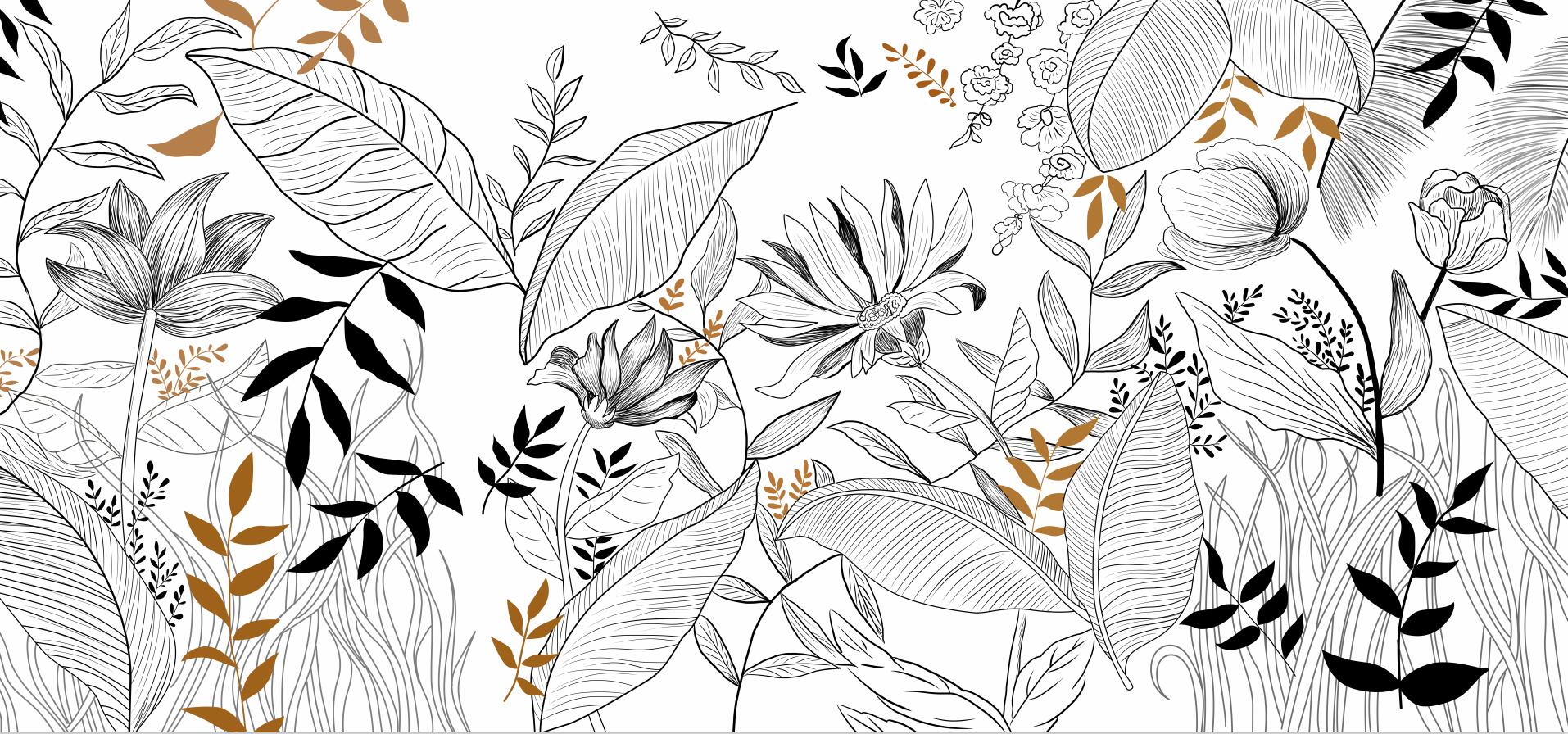 custom-wallpaper-mural-abstract-line-drawing-tropical-rainforest-plants-bedroom-living-room-background-wall-papel-de-parede-papier-peint