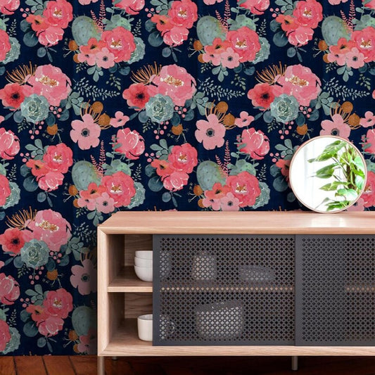 Moody botanical wallcovering for feature walls