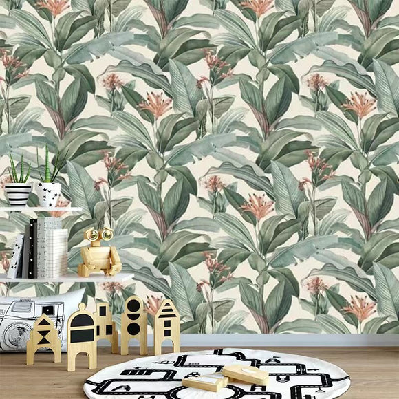 custom-sizepeach-chic-vintage-tropical-repeat-pattern-wallpaper-mural-3d-banana-leaf-sticker-for-living-room-sofa-background-papier-peint