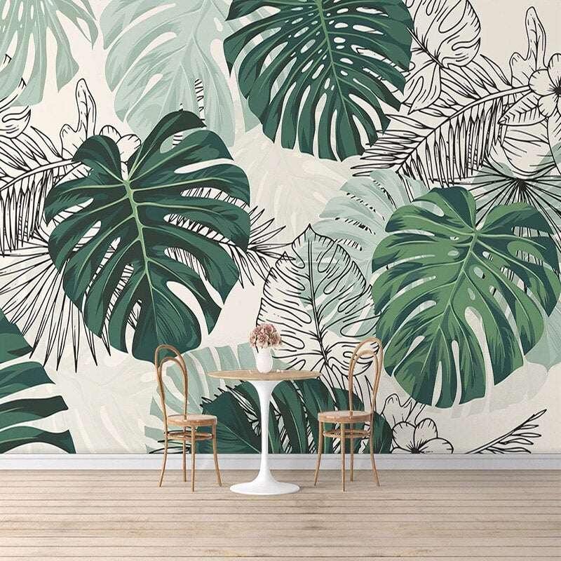 self-adhesive-wallpaper-modern-tropical-plant-photo-wall-murals-living-room-bedroom-waterproof-canvas-home-decor-papel-de-parede-papier-peint