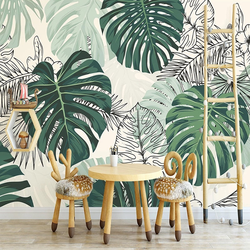 self-adhesive-wallpaper-modern-tropical-plant-photo-wall-murals-living-room-bedroom-waterproof-canvas-home-decor-papel-de-parede-papier-peint