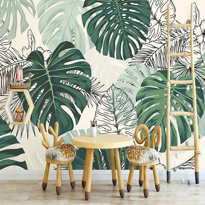 self-adhesive-wallpaper-modern-tropical-plant-photo-wall-murals-living-room-bedroom-waterproof-canvas-home-decor-papel-de-parede-papier-peint