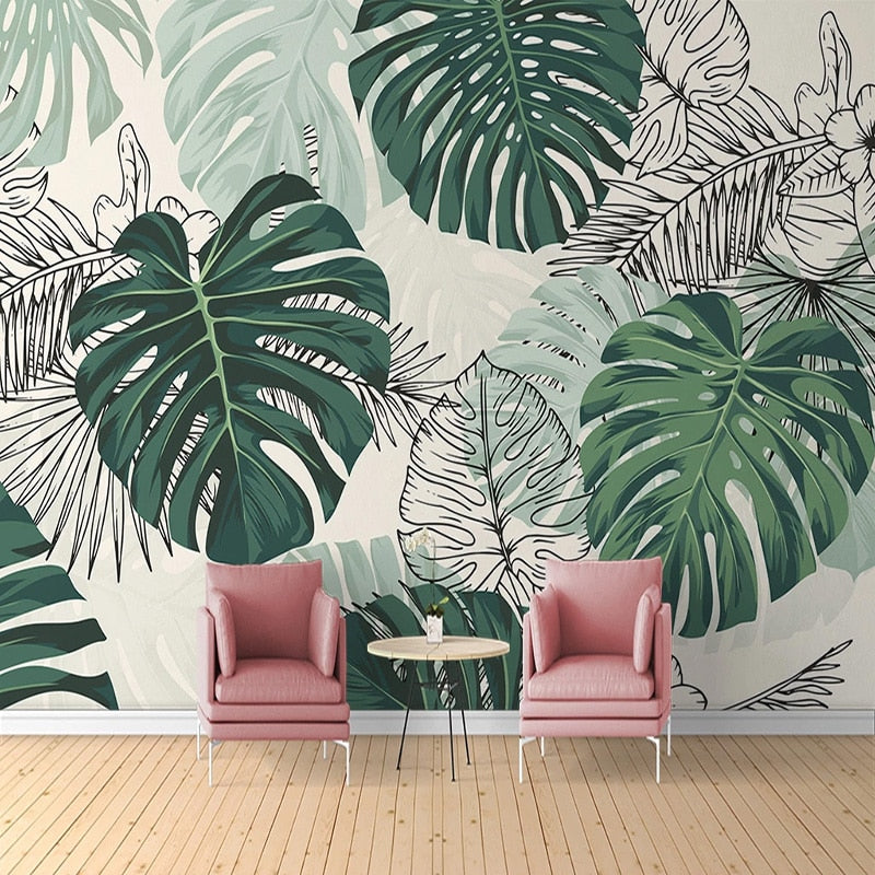 self-adhesive-wallpaper-modern-tropical-plant-photo-wall-murals-living-room-bedroom-waterproof-canvas-home-decor-papel-de-parede-papier-peint