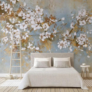 custom-mural-wallpaper-papier-peint-papel-de-parede-wall-decor-ideas-for-wallcovering-Self-Adhesive-Hand-Painted-Vintage-Floral-Plum-Blossom