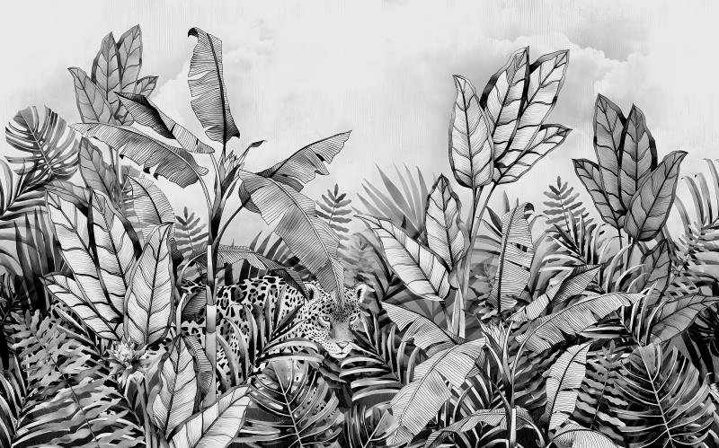 custom-3d-wallpaper-mural-black-and-white-retro-tropical-plants-wallpapers-for-living-room-background-wall-stickers-home-decor-papier-peint