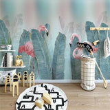 tropical-flamingo-fresh-green-leaves-background-papier-peint-production-mural-nursery-wallpaper-mural-poster-photo-wall