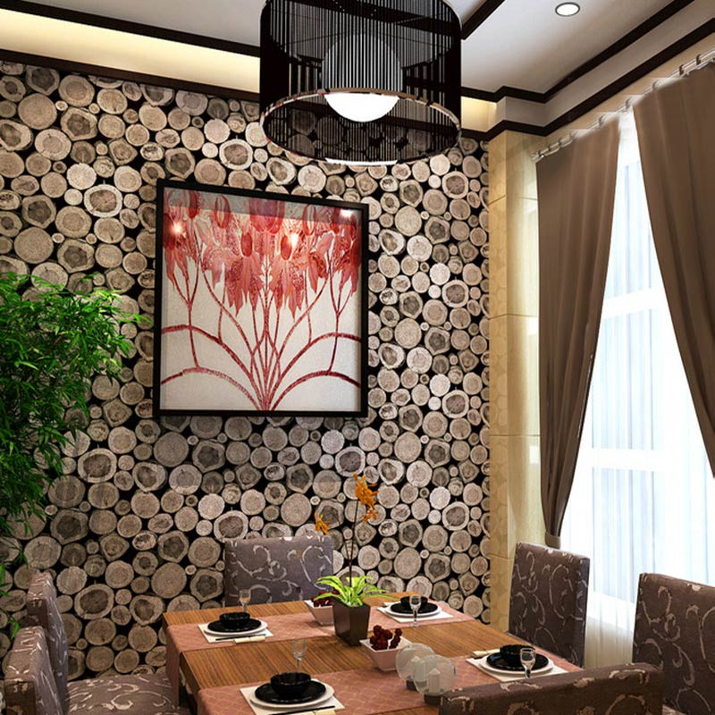 Wood Log Texture Embossed PVC Wallpaper Wallcovering | BVM Home