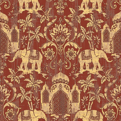 temple-taj-mahal-elephant-palm-trees-tropical-wallpaper-metallic-shimmer-southeast-asia-thai-style-background-wall-paper