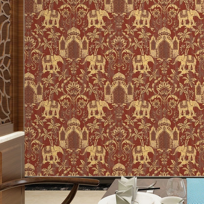 temple-taj-mahal-elephant-palm-trees-tropical-wallpaper-metallic-shimmer-southeast-asia-thai-style-background-wall-paper