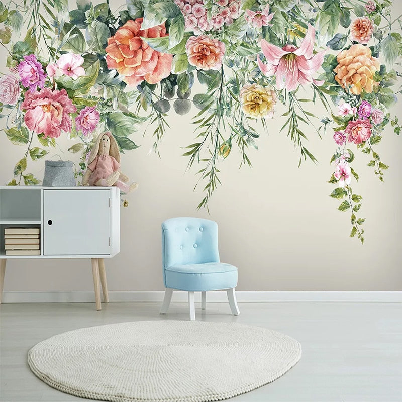 custom-mural-wallpaper-papier-peint-papel-de-parede-wall-decor-ideas-for-bedroom-living-room-dining-room-wallcovering-3D-Fashion-Vintage-Hand-Painted-Flowers-waterproof-self-adhesive