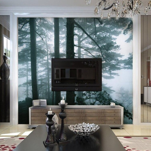 custom-mural-wallpaper-papier-peint-papel-de-parede-wall-decor-ideas-for-bedroom-living-room-dining-room-wallcovering-foggy-forest