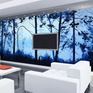 custom-mural-wallpaper-papier-peint-papel-de-parede-wall-decor-ideas-for-bedroom-living-room-dining-room-wallcovering-Nature-scenery-trees-blue