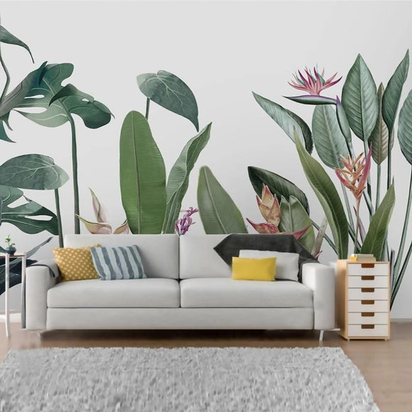 custom-mural-wallpaper-3d-living-room-bedroom-home-decor-wall-painting-papel-de-parede-papier-peint-Nordic-hand-painted-small-fresh-tropical-plants-flowers-and-birds