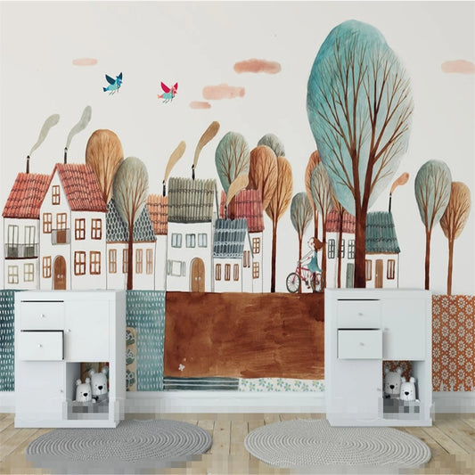 custom-large-mural-wallpaper-nordic-simple-happy-childhood-town-children-house-background-wall-wall-covering-papier-peint