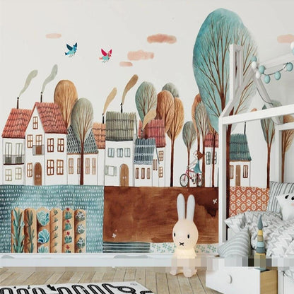 custom-large-mural-wallpaper-nordic-simple-happy-childhood-town-children-house-background-wall-wall-covering-papier-peint