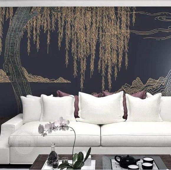3d-wall-mural-customized-chinese-line-drawing-landscape-yangliu-chanmou-mural-background-wallpaper-3d-on-the-wall