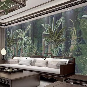 Chinese-style-hand-painted-pen-and-flower-nostalgic-pastoral-decoration-mural-wall-wallpaper-papier-peint-tropical-rainforest