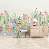 custom-mural-wallpaper-papier-peint-papel-de-parede-wall-decor-ideas-for-bedroom-living-room-dining-room-wallcovering-Hand-Painted-cactus-plant-watercolor