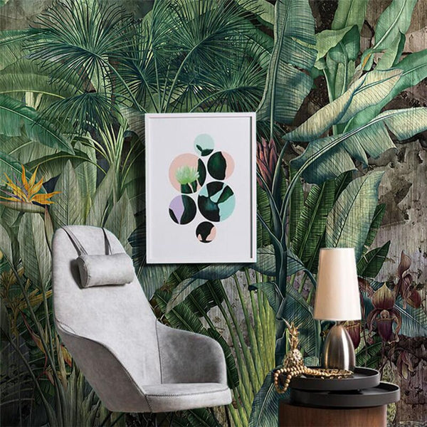 Custom Mural Wallpaper Tropical Rainforest Banana Leaves | BVM Home