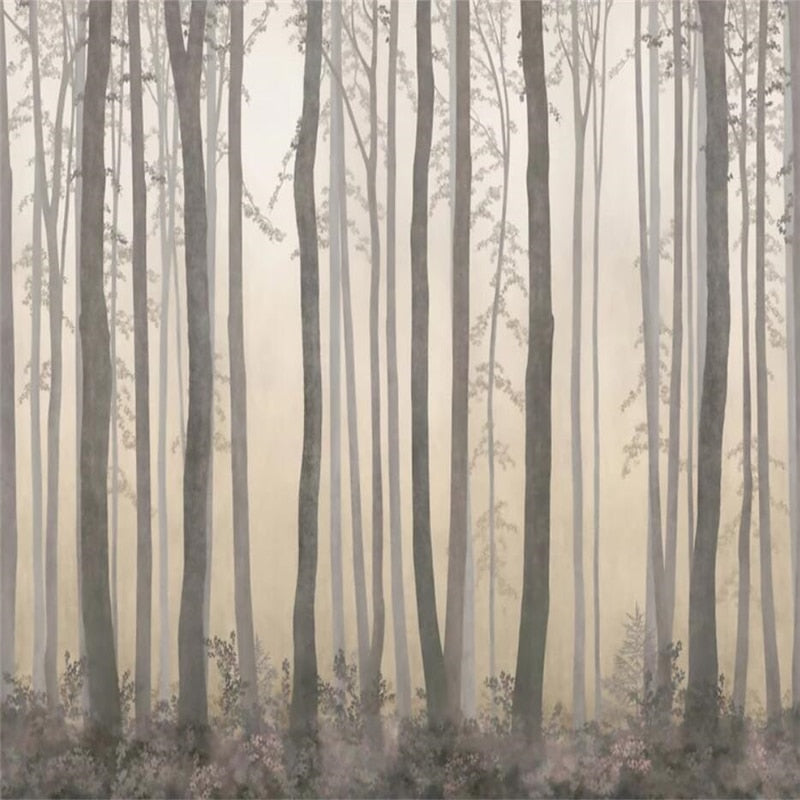 custom-mural-wallpaper-papier-peint-papel-de-parede-wall-decor-ideas-for-bedroom-living-room-dining-room-wallcovering-Nordic-forest-woods-landscape