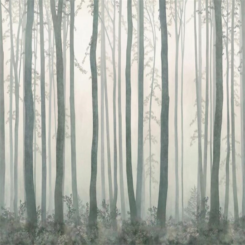 custom-mural-wallpaper-papier-peint-papel-de-parede-wall-decor-ideas-for-bedroom-living-room-dining-room-wallcovering-Nordic-forest-woods-landscape
