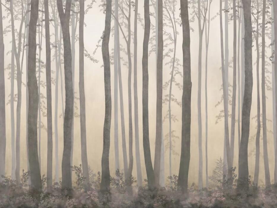 custom-mural-wallpaper-papier-peint-papel-de-parede-wall-decor-ideas-for-bedroom-living-room-dining-room-wallcovering-Nordic-forest-woods-landscape
