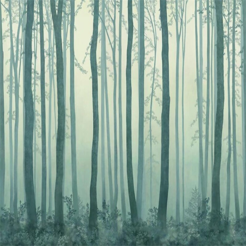 custom-mural-wallpaper-papier-peint-papel-de-parede-wall-decor-ideas-for-bedroom-living-room-dining-room-wallcovering-Nordic-forest-woods-landscape