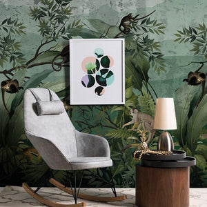 custom-mural-wallpaper-papier-peint-papel-de-parede-wall-decor-ideas-for-bedroom-living-room-dining-room-wallcovering-Southeast-Asian-forest-monkey-animal