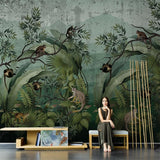 custom-mural-wallpaper-papier-peint-papel-de-parede-wall-decor-ideas-for-bedroom-living-room-dining-room-wallcovering-Southeast-Asian-forest-monkey-animal