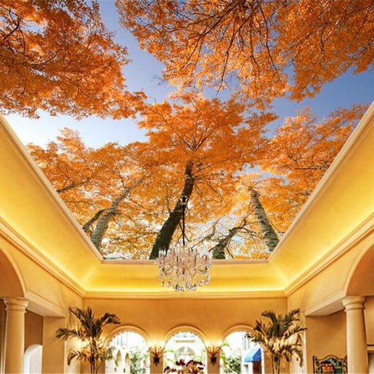 custom-high-level-decorative-painting-wallpaper-yellow-leaves-woods-high-sky-sky-zenith-murals-papel-de-parede-tapety