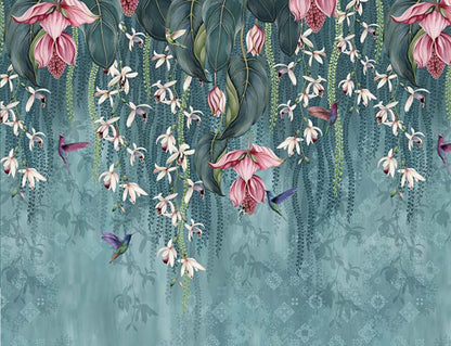 custom-mural-wallpaper-papier-peint-papel-de-parede-wall-decor-ideas-for-bedroom-living-room-dining-room-wallcovering-American-retro-plant-leaf-flowers-vine