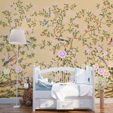 custom-mural-wallpaper-papier-peint-papel-de-parede-wall-decor-ideas-for-bedroom-living-room-dining-room-wallcovering-hand-painted-vintage-flowers-and-birds