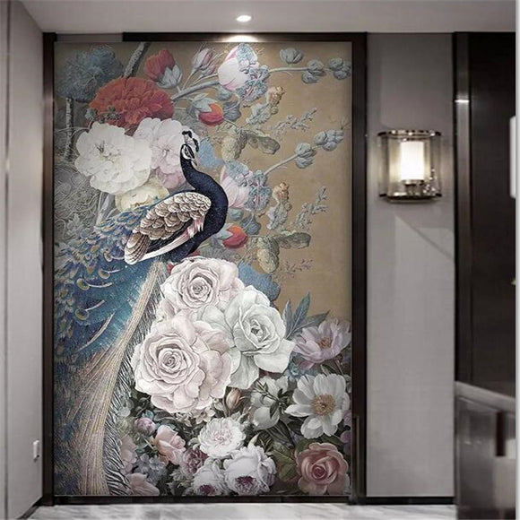 custom-wallpaper-3d-mural-new-chinese-style-flower-rich-rose-peacock-porch-background-wallpaper-murals-papel-de-parede