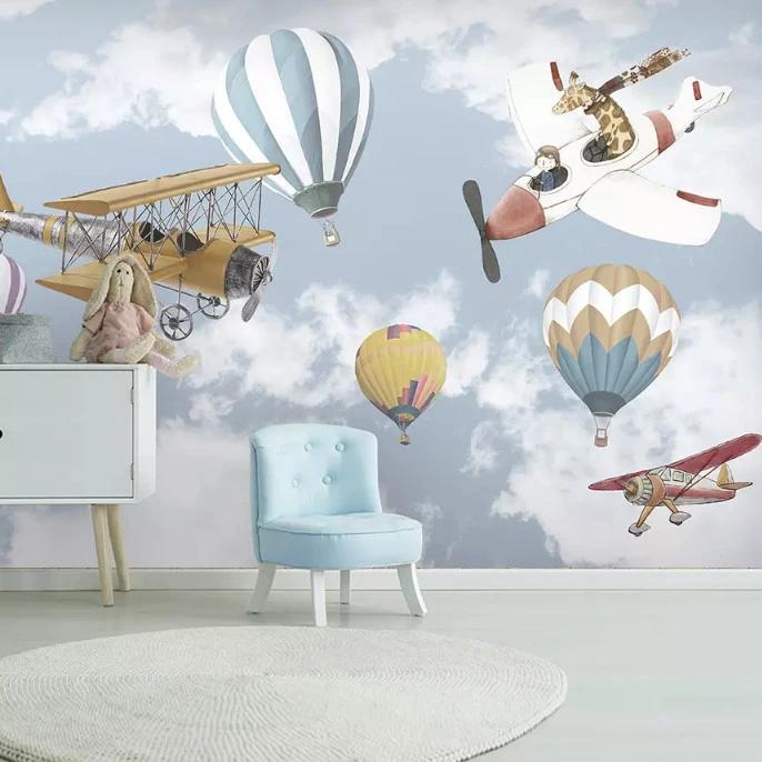 mural-nursery-customized-modern-fashion-stereo-wallpaper-elephant-riding-bicycle-cloud-children-background-wallpapers-home-decor-papier-peint