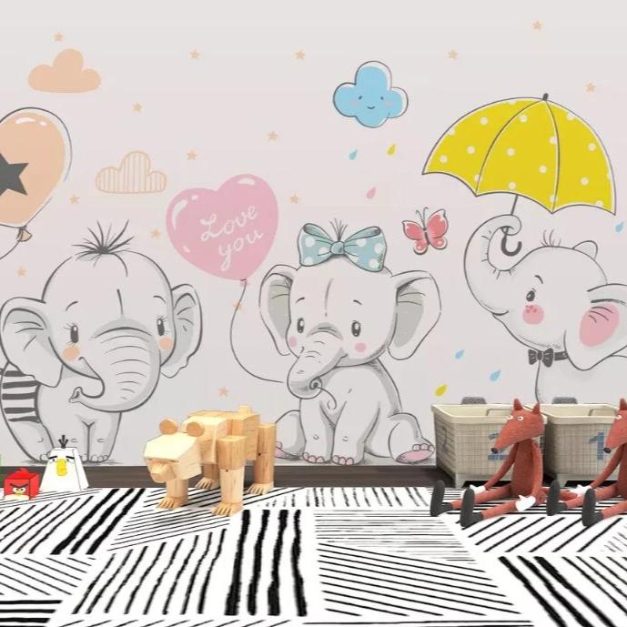 mural-nursery-customized-modern-fashion-stereo-wallpaper-elephant-riding-bicycle-cloud-children-background-wallpapers-home-decor-papier-peint