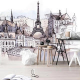european-hand-painted-foreign-tourism-fashion-stickers-tower-watercolor-mural-papier-peint-decoration-wallpaper