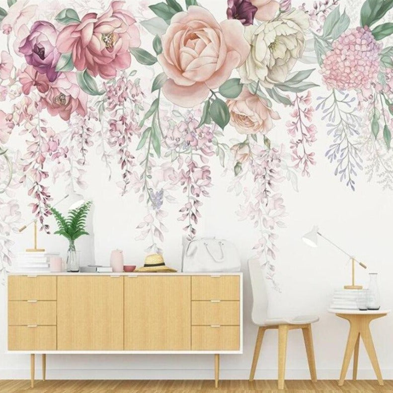 custom-mural-wallpaper-papier-peint-papel-de-parede-wall-decor-ideas-for-bedroom-living-room-dining-room-wallcovering-floral-Hand-painted-vintage-roses-fashion-kids-wallpaper