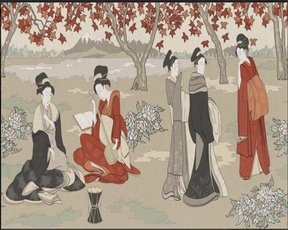 vintage-wallpaper-japanese-woman-garden-tooling-photo-wallpaper-wall-wallpaper-3d-background-papier-peint-mural-3d