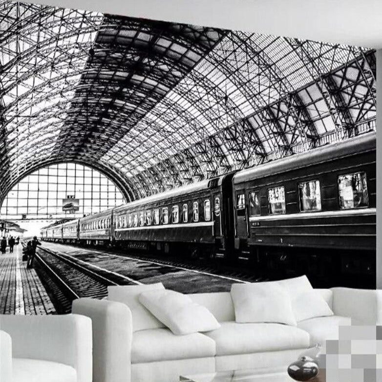 Wallpaper-roll-American-city-bridge-night-view-3D-wallpaper-living-train-station-black-and-white-classic-papier-peint