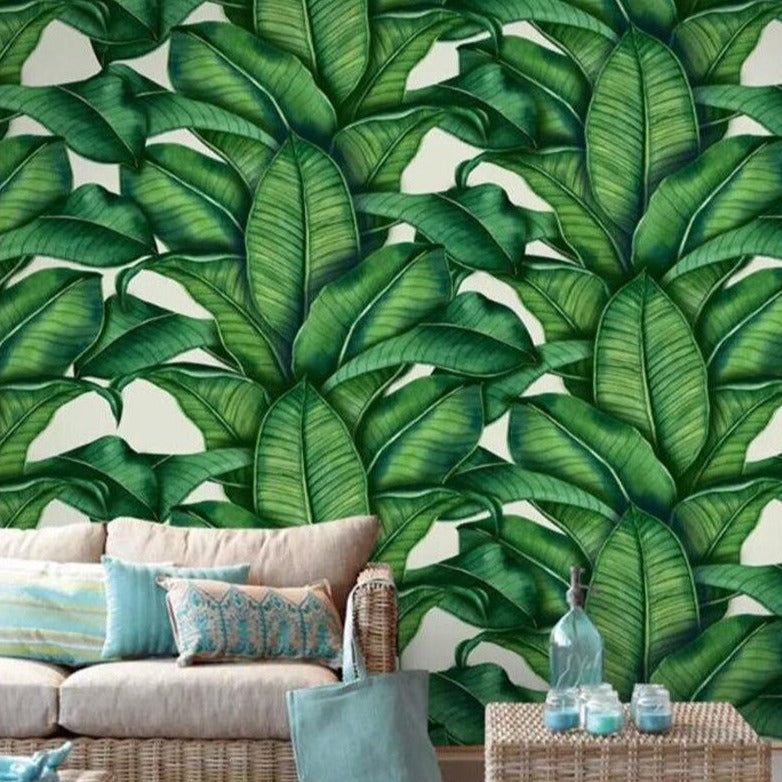 European-retro-hand-painted-rainforest-plant-banana-leaf-photo-wallpaper-decorative-mural-living-room-background-papier-peint
