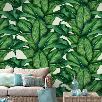 European-retro-hand-painted-rainforest-plant-banana-leaf-photo-wallpaper-decorative-mural-living-room-background-papier-peint