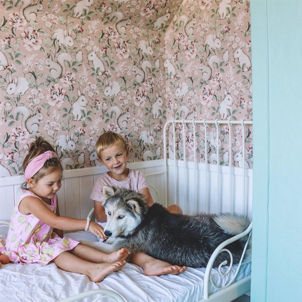 custom-mural-forest-small-animal-rabbit-wallpaper-for-children-room-pink-bedroom-tv-background-3d-wall-paper-home-decor-papier-peint