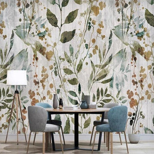 custom-3d-mural-wallpaper-papier-peint-yellow-green-leaves-plants-interior-bedroom-dining-room-living-room-photo-wall-decoration-wood-effect