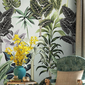 custom-mural-wallpaper-papier-peint-papel-de-parede-wall-decor-ideas-for-bedroom-living-room-dining-room-wallcovering-Plant-Tropical-forest-leaves