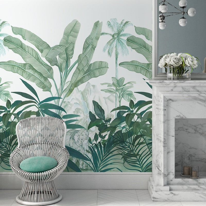 Custom Wallpaper Mural Tropical Rainforest Banana Leaf | BVM Home