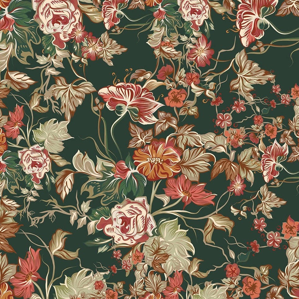 custom-mural-wallpaper-papier-peint-papel-de-parede-wall-decor-ideas-for-bedroom-living-room-dining-room-wallcovering-Vintage-green-idyllic-flowers
