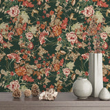 custom-mural-wallpaper-papier-peint-papel-de-parede-wall-decor-ideas-for-bedroom-living-room-dining-room-wallcovering-Vintage-green-idyllic-flowers
